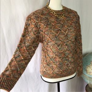 Vintage Crisscrossed Fall Colors Sweater